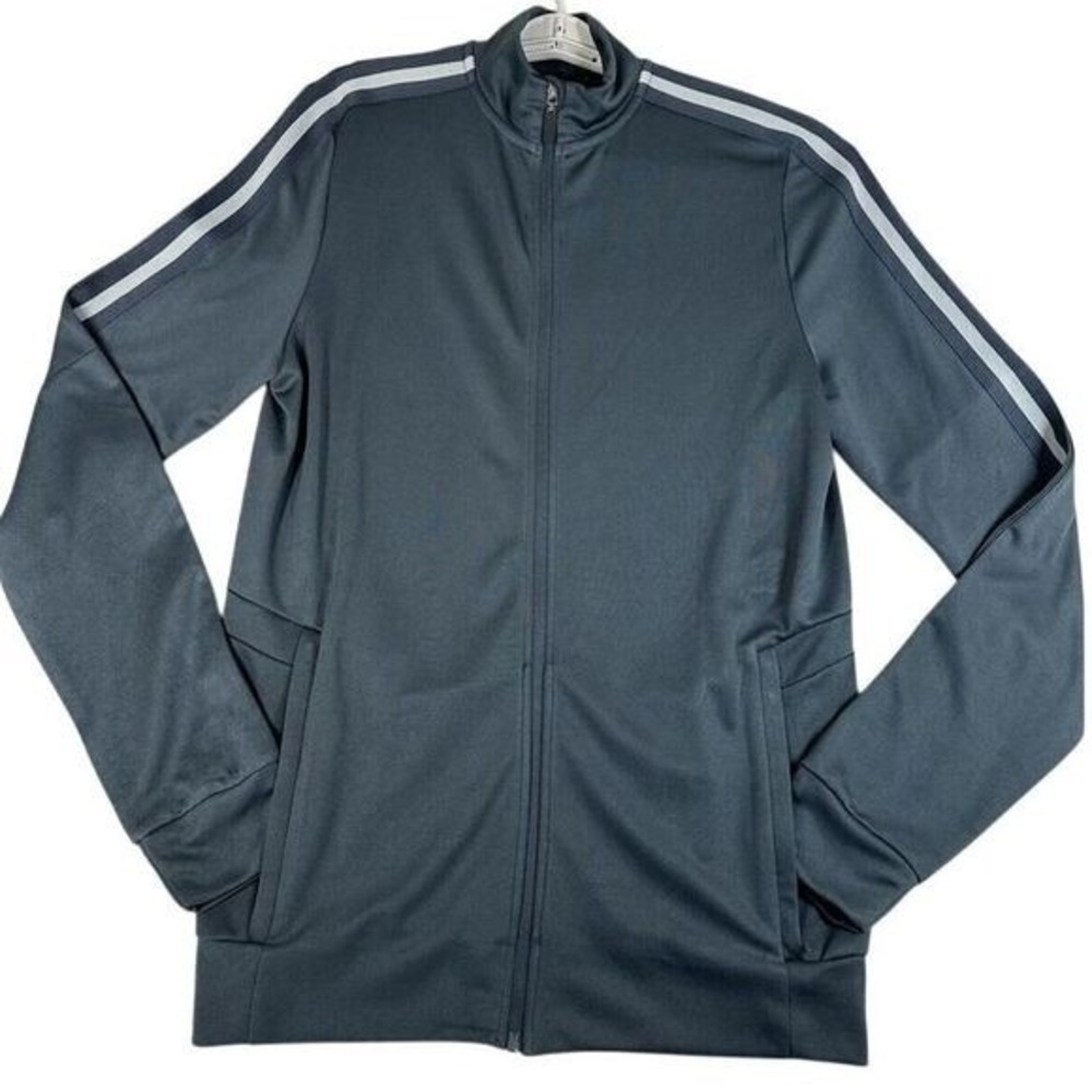 American Tall Track Jacket Mens MT Gray White Stripe Full Zip Gym Running